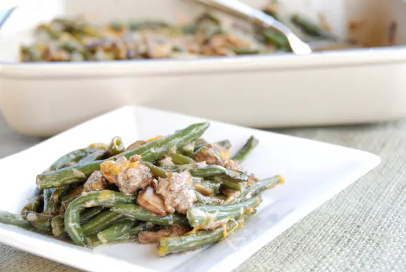 Casserole of Green Beans + Sausages