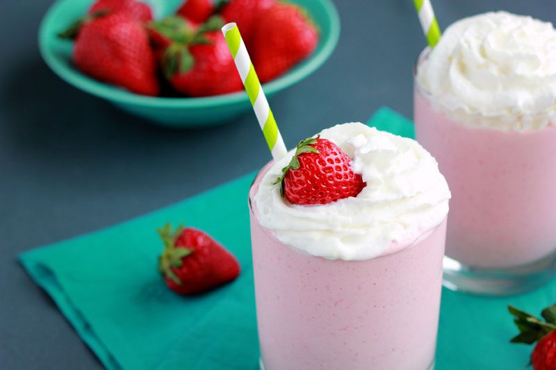 Cold Milkshake with Strawberries and Cream